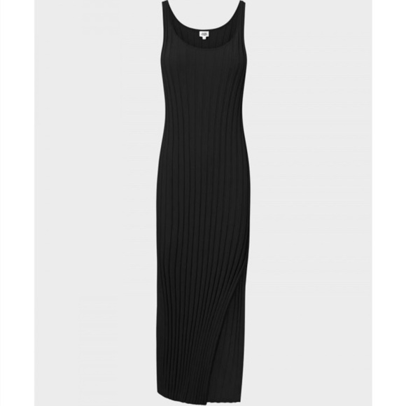 Twist & Tango Sz M Black Ribbed Knit Bodycon Maxi Cotton Dress - Picture 2 of 10